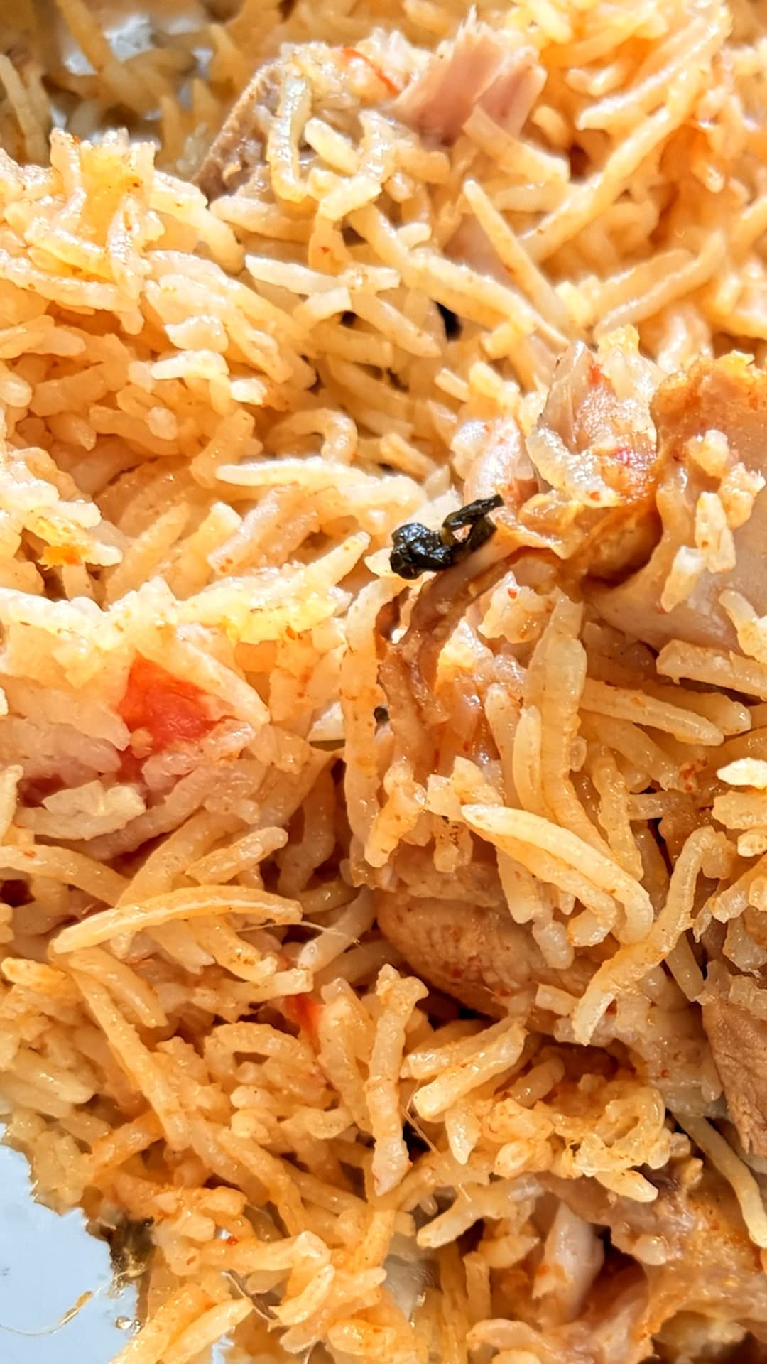 Close-up of Madras Canteen chicken biryani